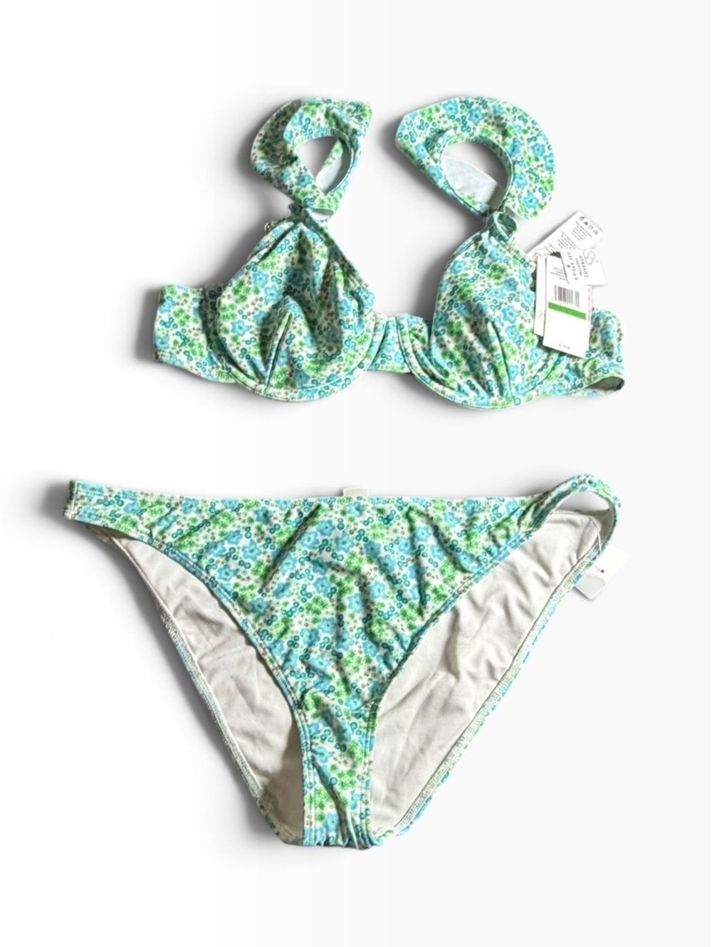 Jessica Simpson Underwired bikini Bralette w hipster bottom & cover up skirt NWT